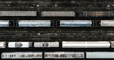 train arial photo