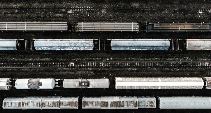 train arial photo