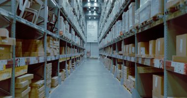 a large warehouse filled with lots of shelves