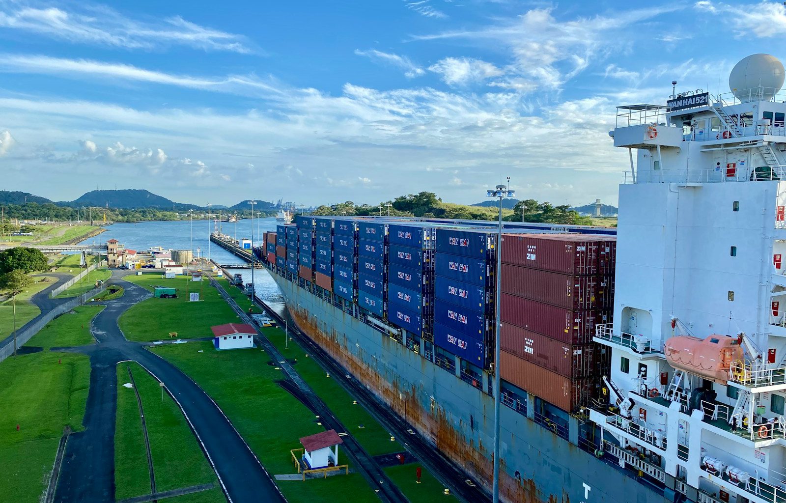 a large cargo ship in a body of water